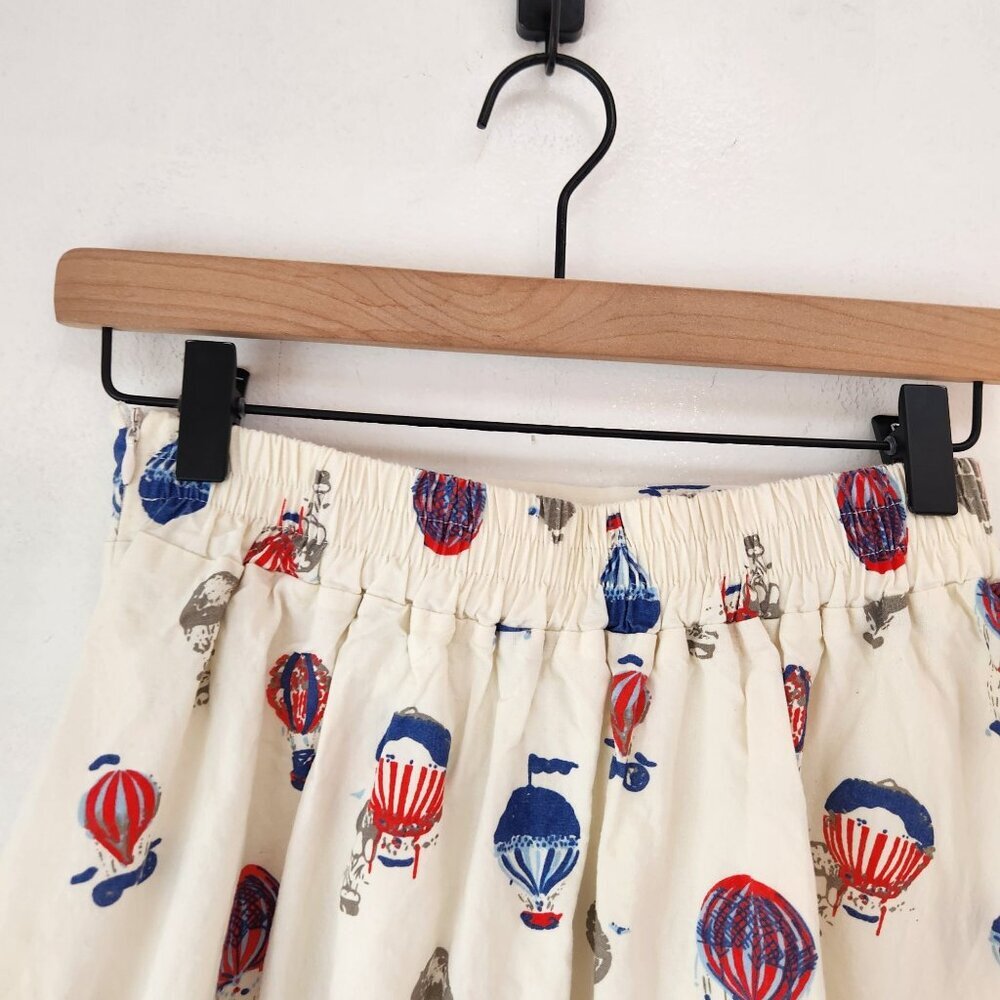 Vintage Beige Mid Skirt Twirl Circle Hot Air Balloon Novelty Print Women's S - Picture 4 of 6